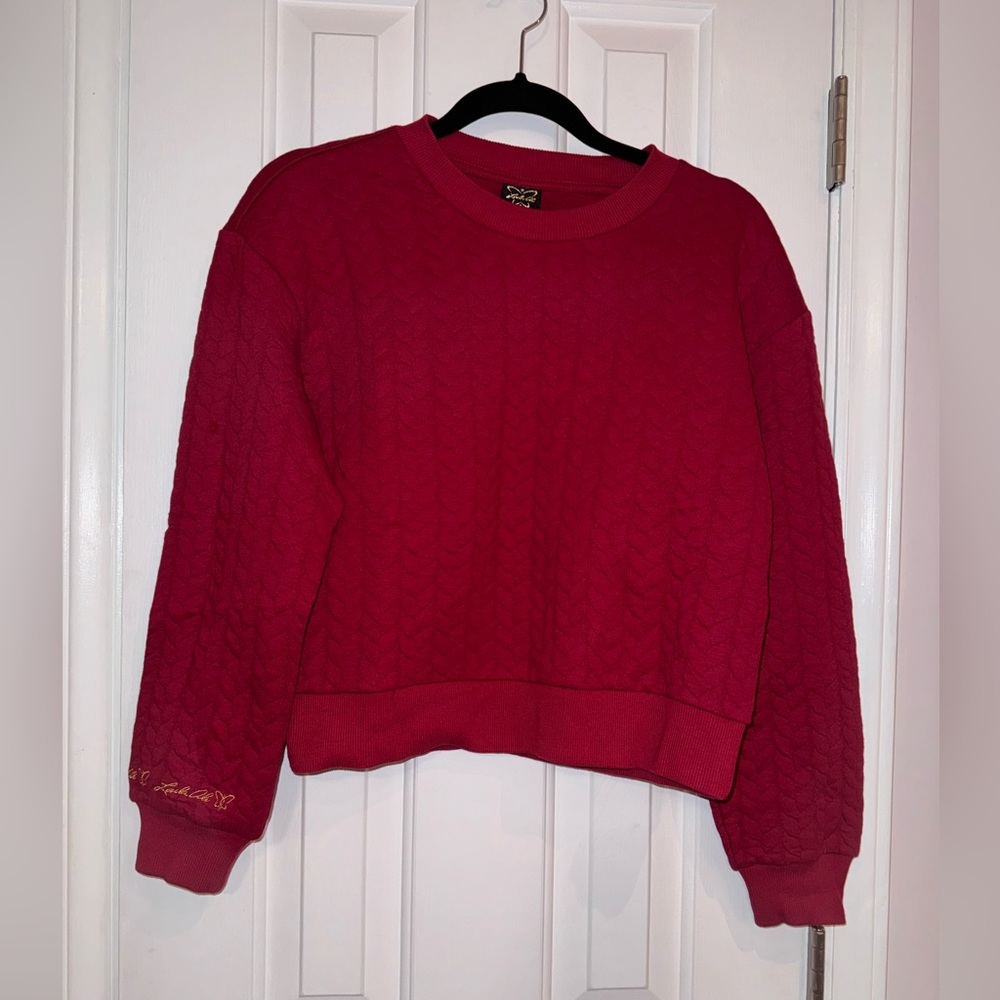 *New* Laila Ali Dark Red Cable knit Design Sweatshirt, Size Small